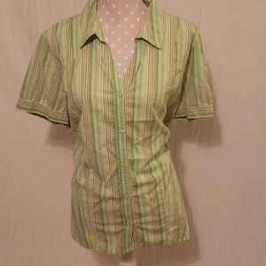 St. John's Bay Green Striped Button Down Shirt